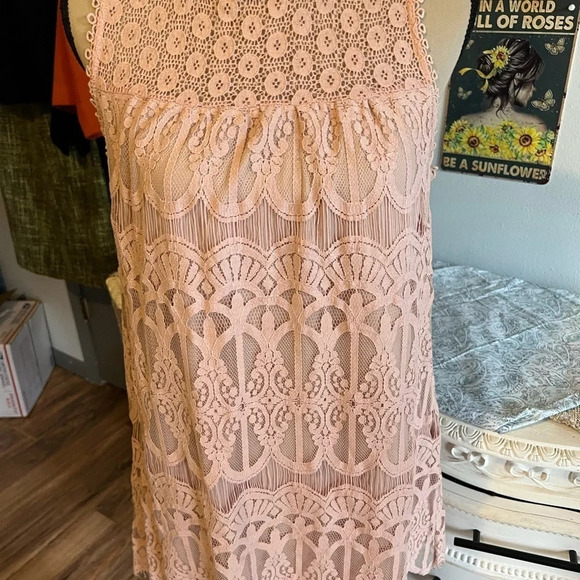 coco + Jaimeson Tops - PINK lacy sleeveless too with liner